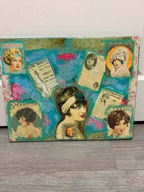NEW! Multimedia Deco Flapper/Vintage Painting on Canvas - 16x20